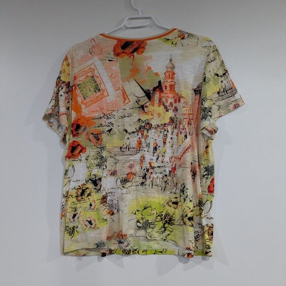 Thomas & Olivia Rhinestone Scenic Tee Orange Yellow Size XL - Picture 5 of 5